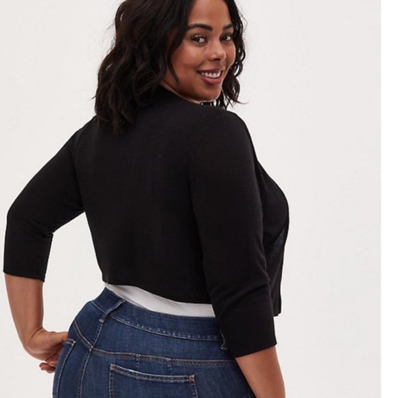 Torrid Black Lightweight Open Front 3/4 sleeve Shrug Size 6X - Picture 7 of 8